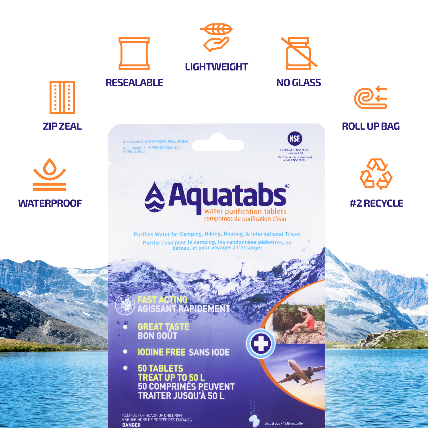 49mg Aquatabs Water Purification Tablets for 1L